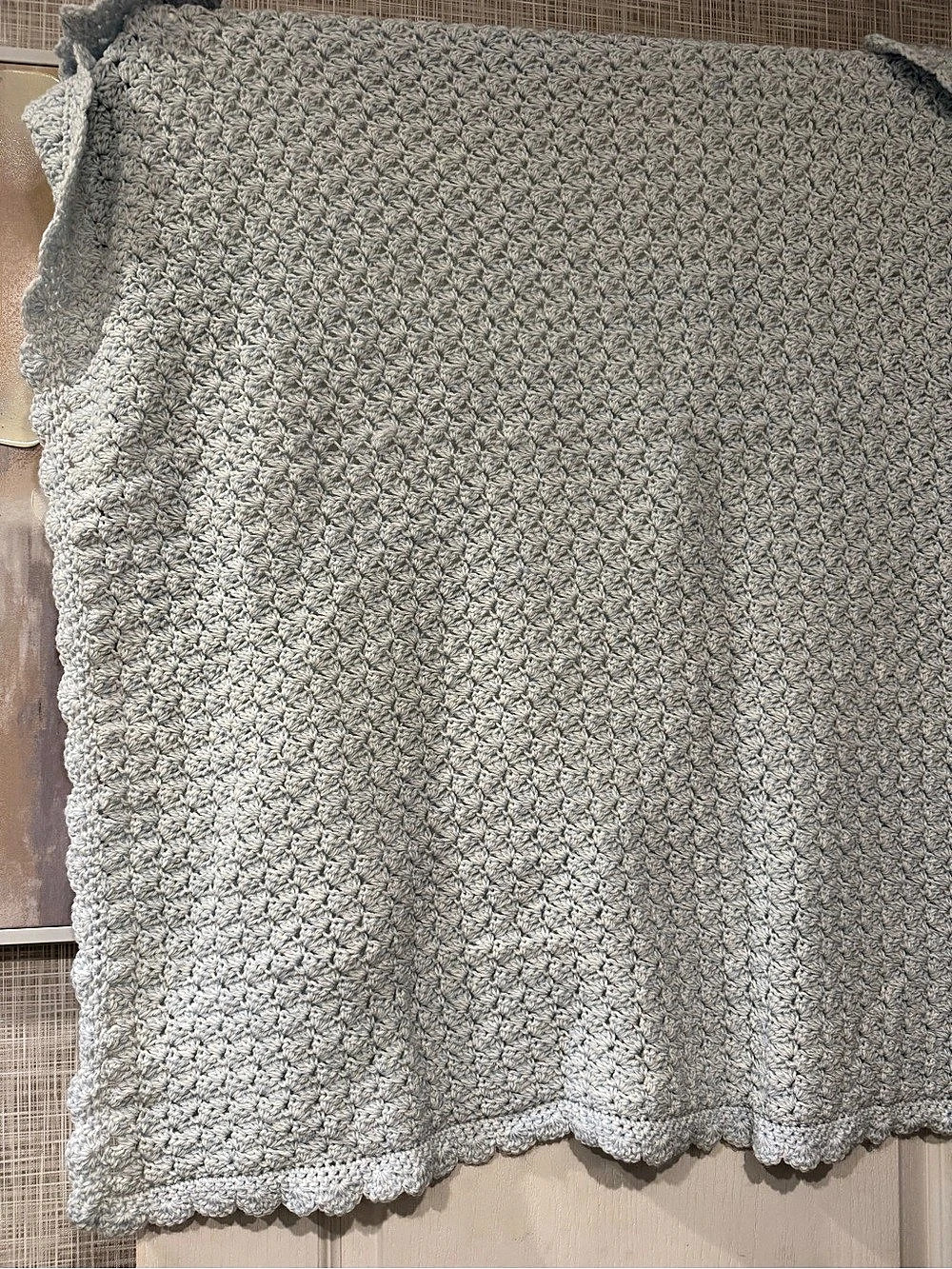 Baby blue Crochet Blanket Throw Like New